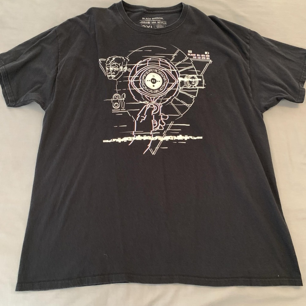 Black Mirror Loot Wear Shirt Mens 2XL Black Netflix Loot Crate‎ Tee T-Shirt